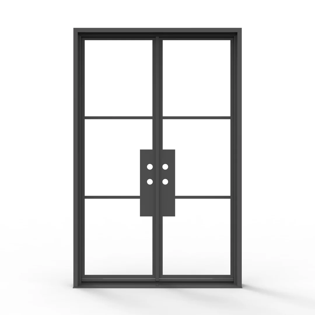 3 Lite French Steel Exterior Double Door - Image 3