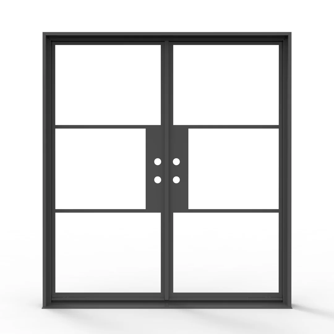 3 Lite French Steel Exterior Double Door - Image 7