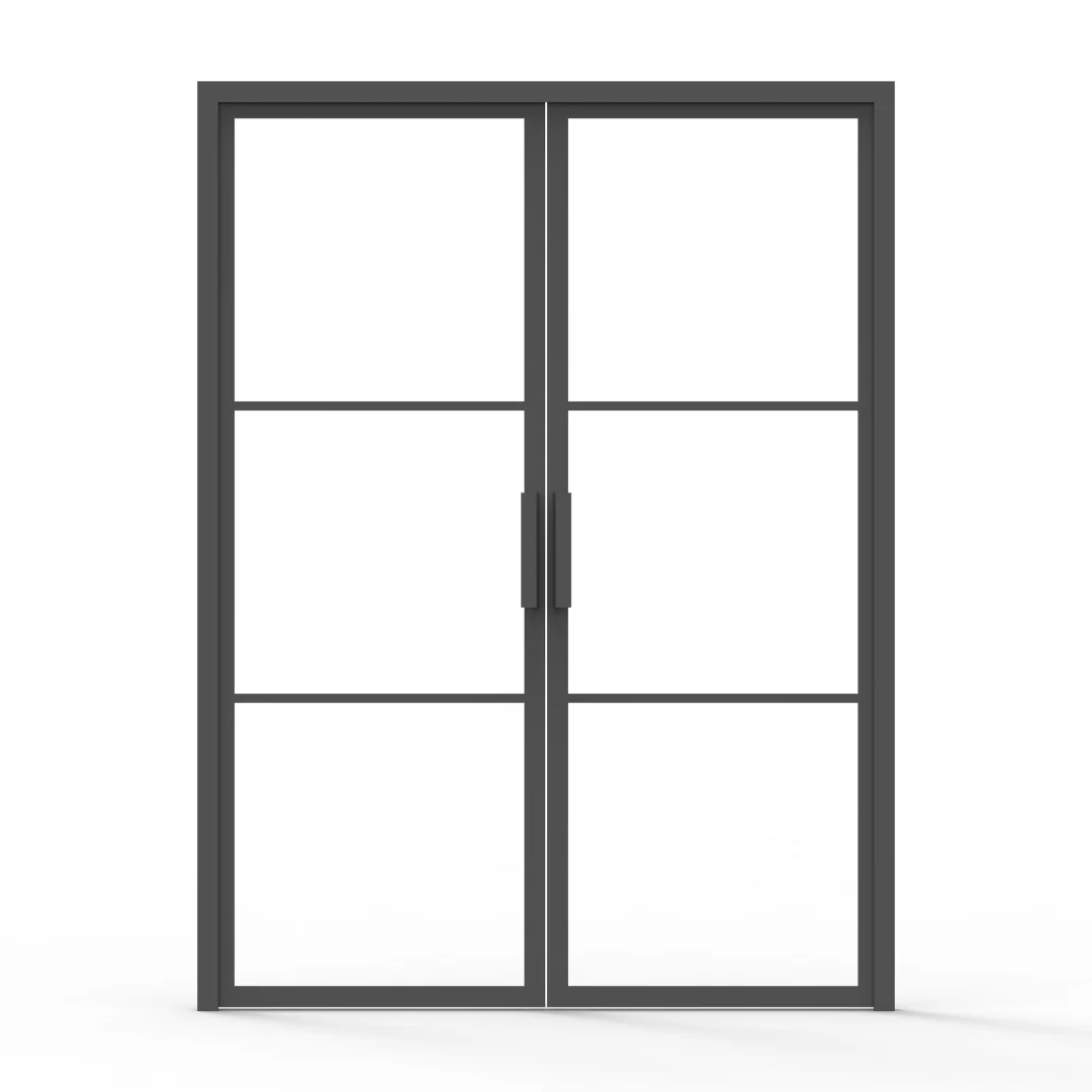 3 Lite French Steel Interior Double Door - Image 3