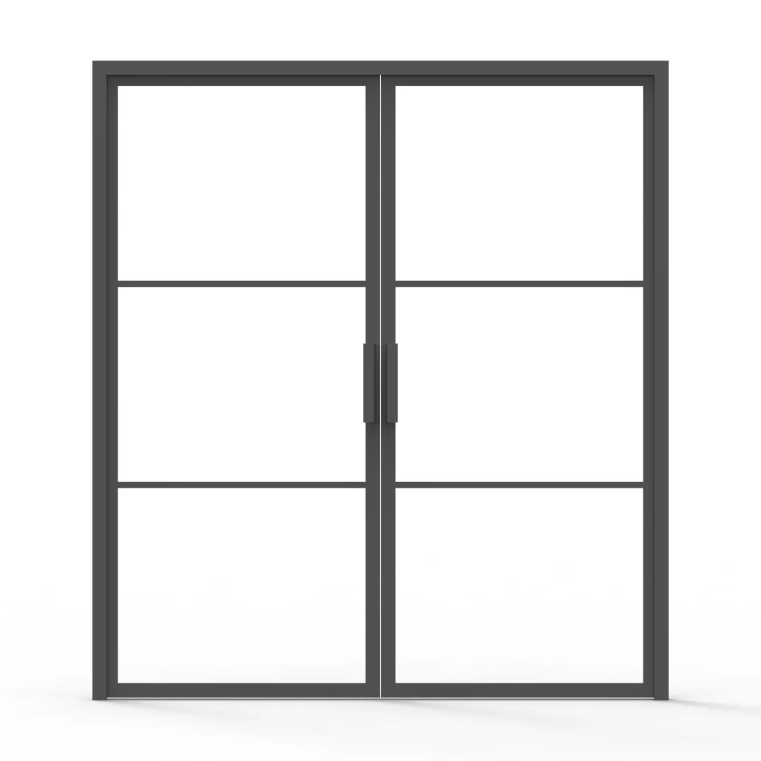 3 Lite French Steel Interior Double Door - Image 4