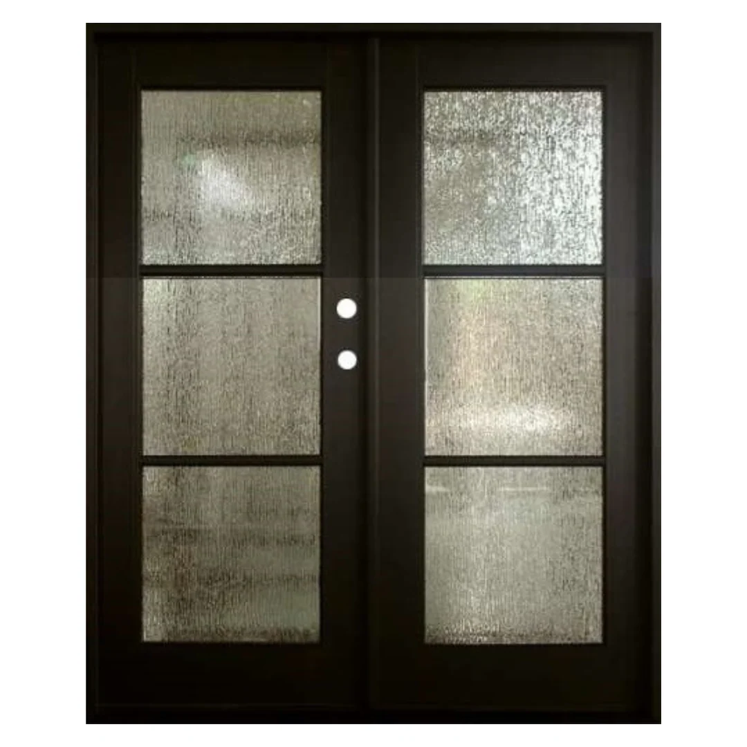 3 Lite Prefinished Black Fiberglass Entry Door - Image 4